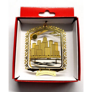 Jacksonville Florida Brass Ornament City Skyline Travel Souvenir Gift
